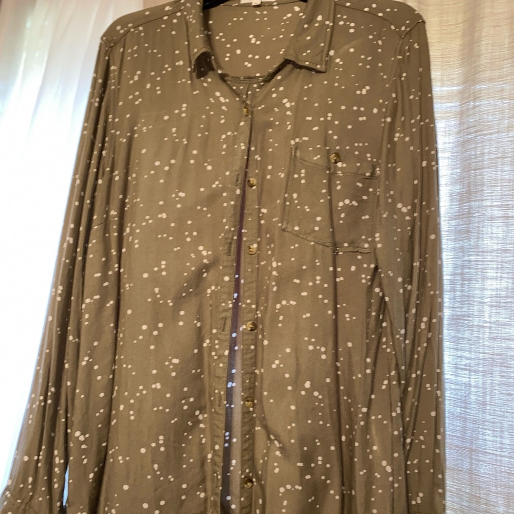 Green or khaki colored blouse